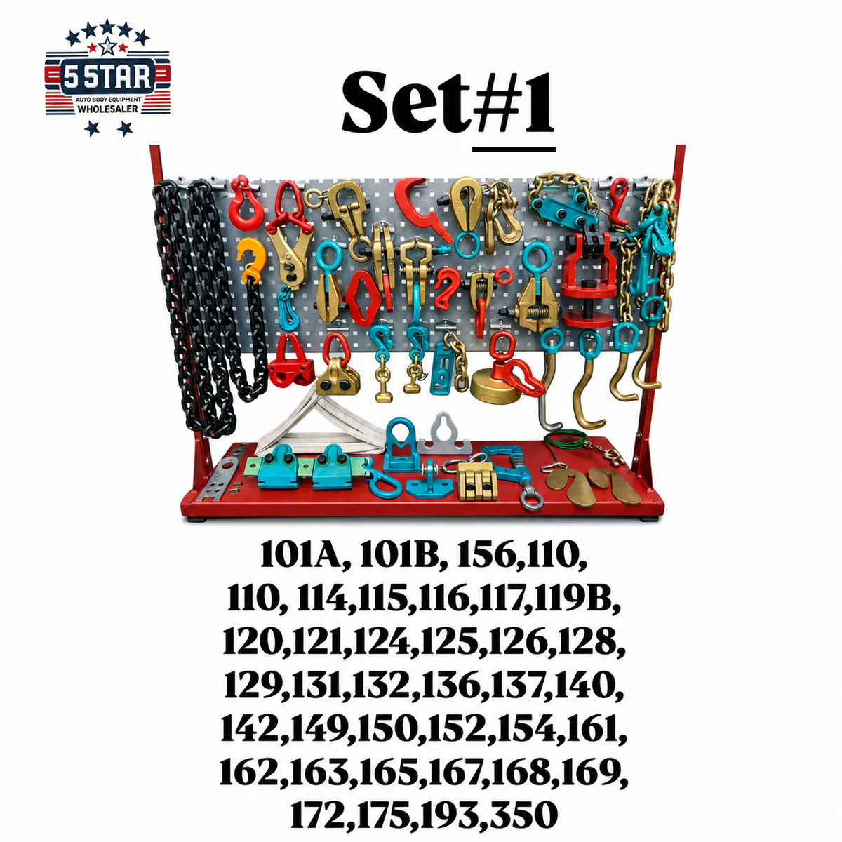 SET#1 39 PIECE HEAVY DUTY AUTOBODY FRAMEMACHINE PULLING TOOLS & CLAMPS MEGA PACK.