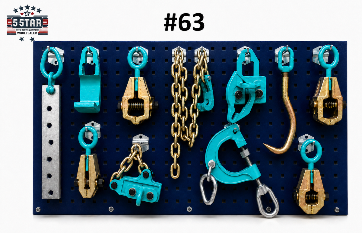 SET#63 AUTO BODY FRAME MACHINE HEAVY DUTY 11 PIECE PULLING TOOLS AND CLAMPS