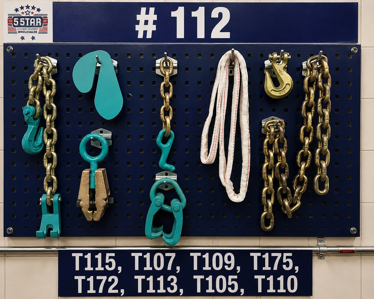Set#112 Combo 8 piece tool set Auto Body Frame machine clamp chain plate Nylon Sling