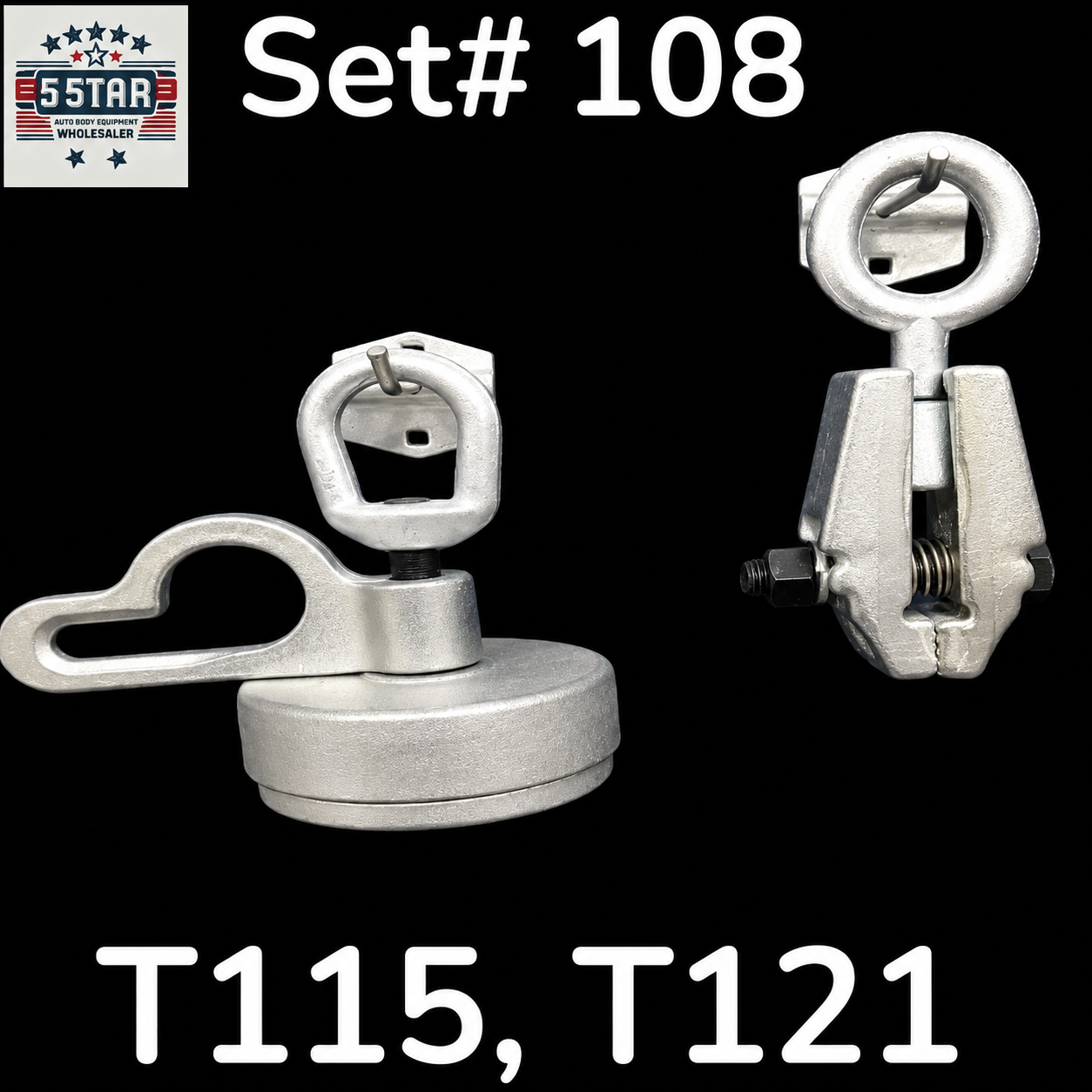 Set# 108 MO Clamp Style Strut Tower Puller + Jr pulling Clamp Auto Body Frame Machine
