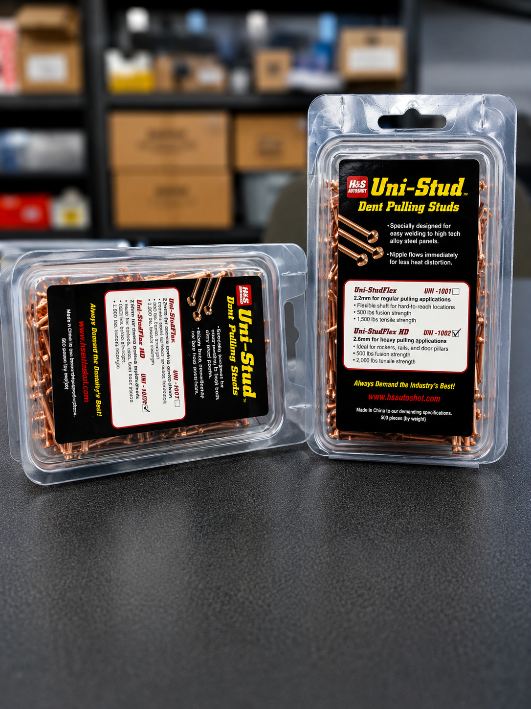 TWO PACK Uni-Spotter Heavy Welding Studs Flexpert HD # 1002 2.6MM 500 Pcs