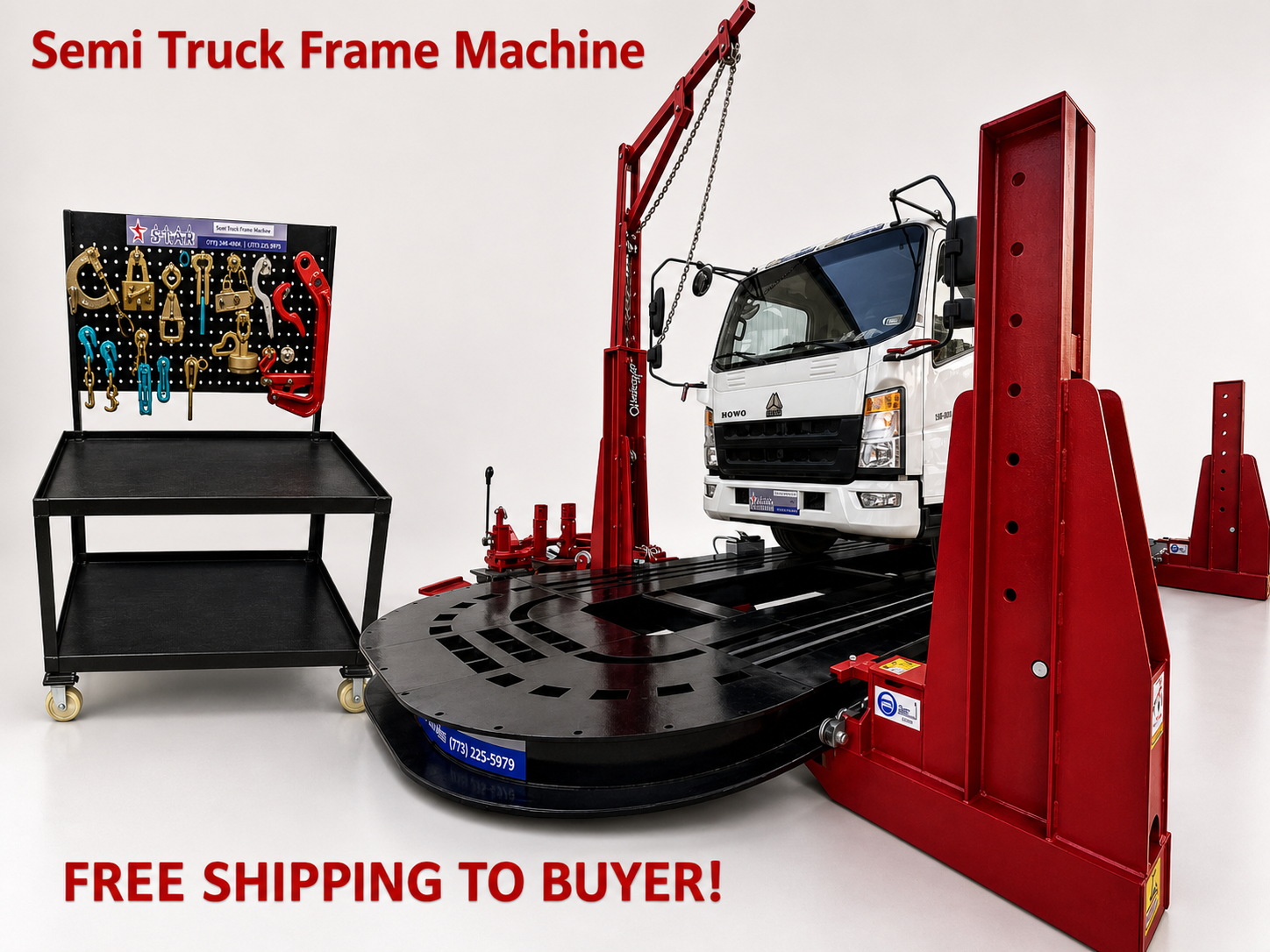 28FT Heavy Duty Truck Frame Machine 4 Tower 25-Ton Pulling Capacity – New