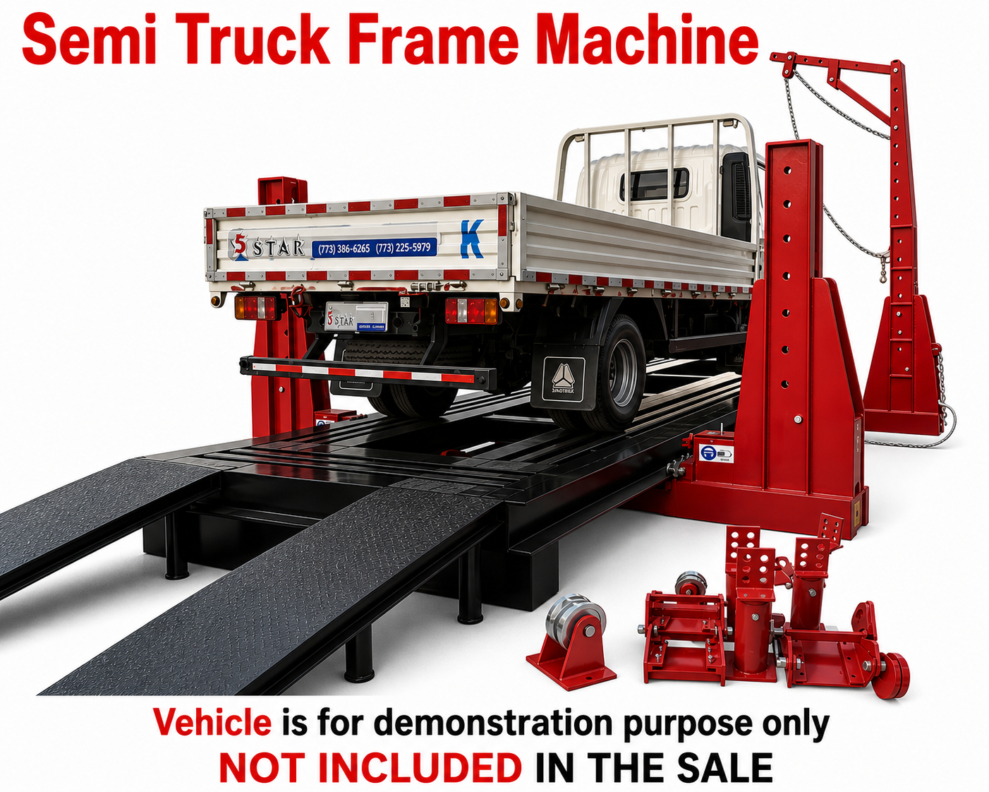 28FT Heavy Duty Truck Frame Machine 4 Tower 25-Ton Pulling Capacity – New