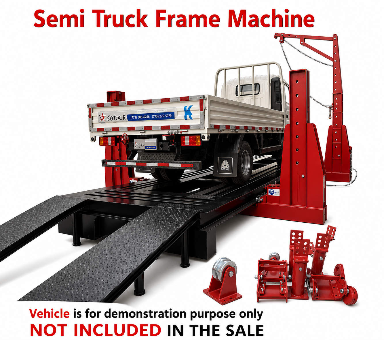 28FT Heavy Duty Truck Frame Machine 4 Tower 25-Ton Pulling Capacity – New