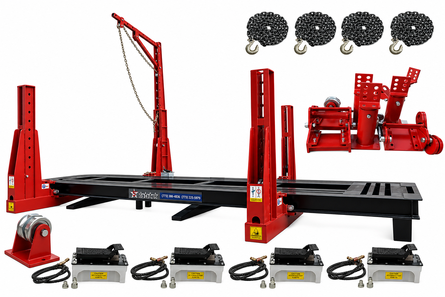 28FT Heavy Duty Truck Frame Machine 4 Tower 25-Ton Pulling Capacity – New