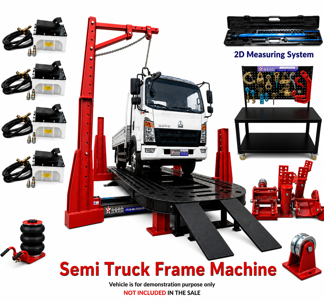 28FT Heavy Duty Truck Frame Machine 4 Tower 25-Ton Pulling Capacity – New