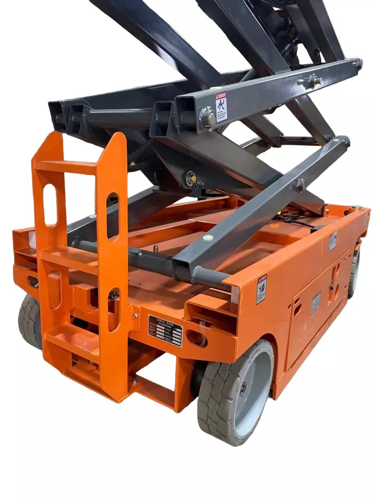 Close-Up of Scissor Lift Wheel and Base
