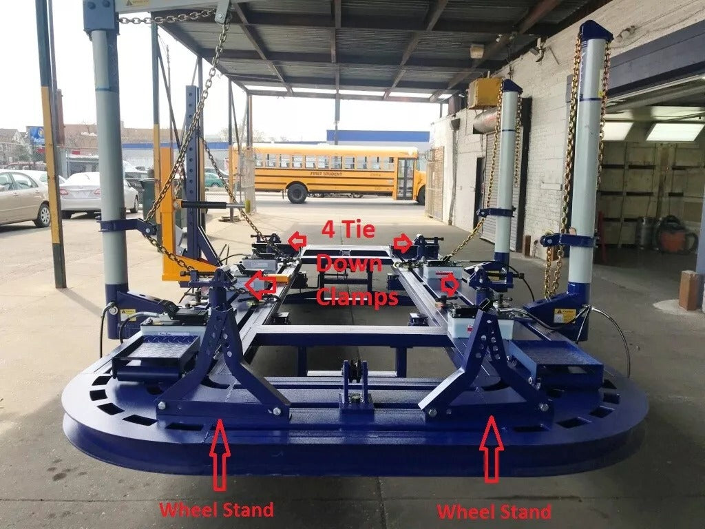 Close-up of 10-ton pulling tower on the vehicle frame machine