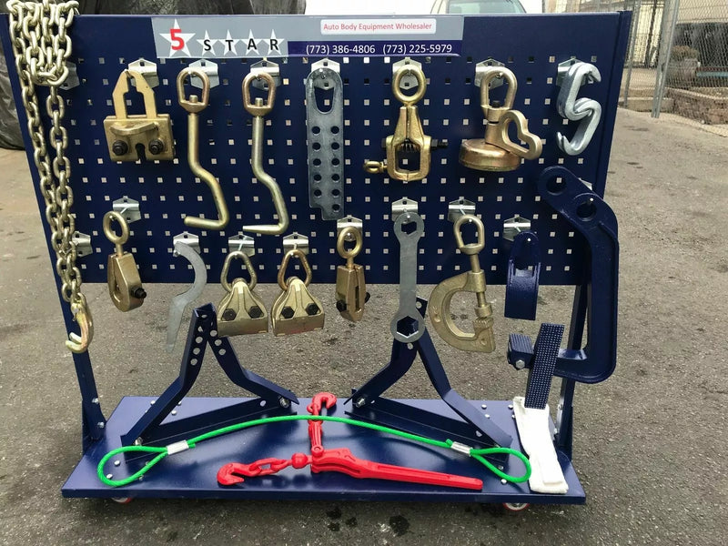 22 FEET LONG 7 FT 3" WIDE AUTO BODY FRAME MACHINE 3 TOWERS + CLAMPS TOOL CART