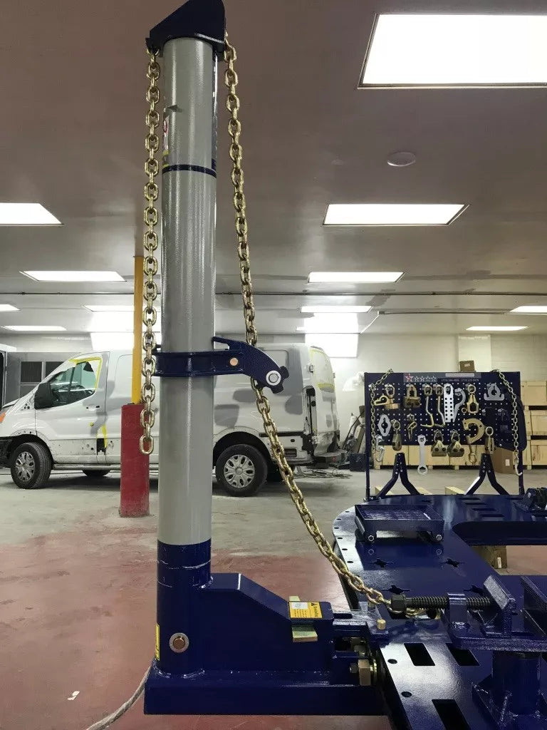 Close-up of the hydraulic tilt bed on the auto frame rack