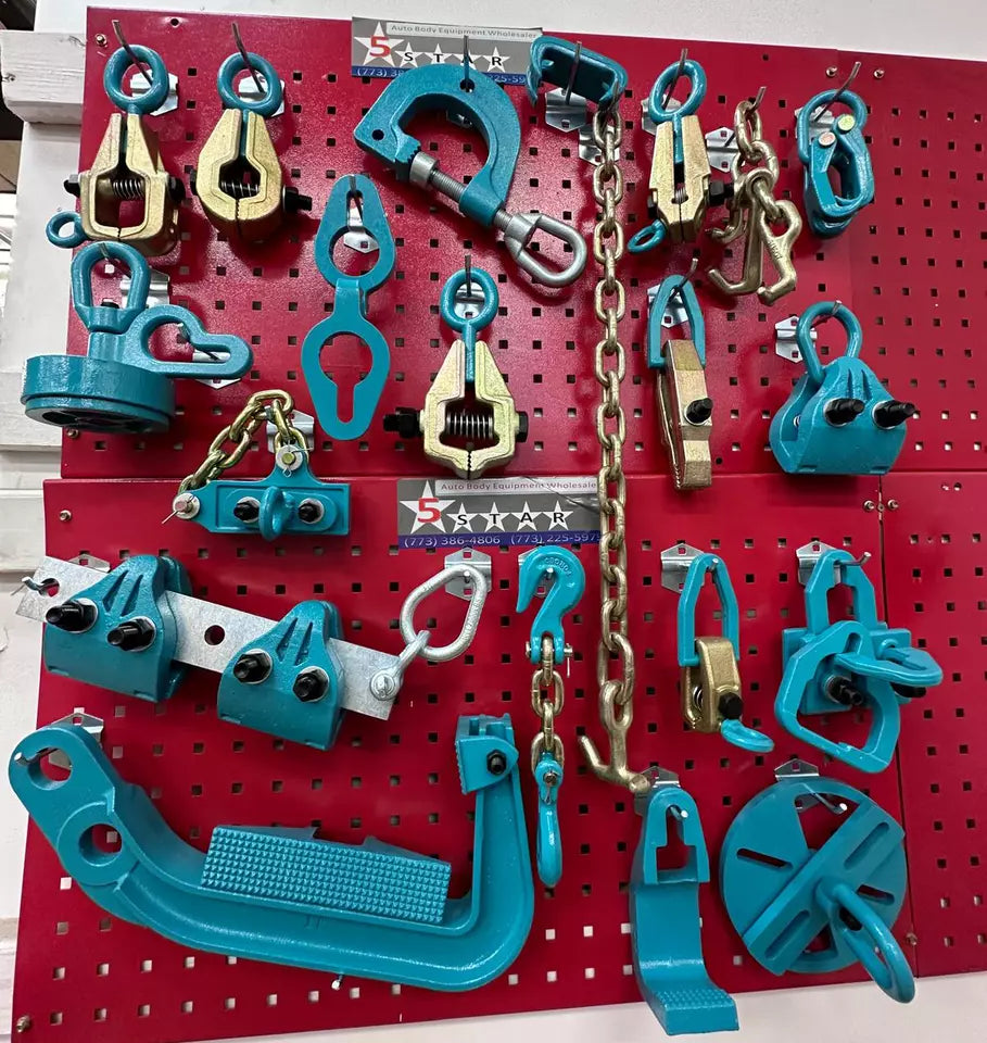 Complete 22-piece tool set for autobody frame and vehicle repair





