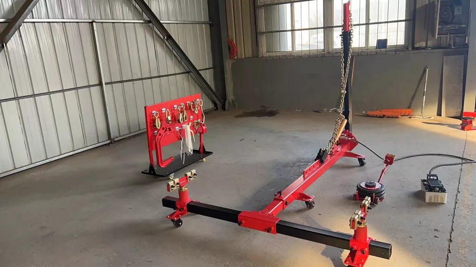 Down puller attachment with chain guide for precise frame adjustments
