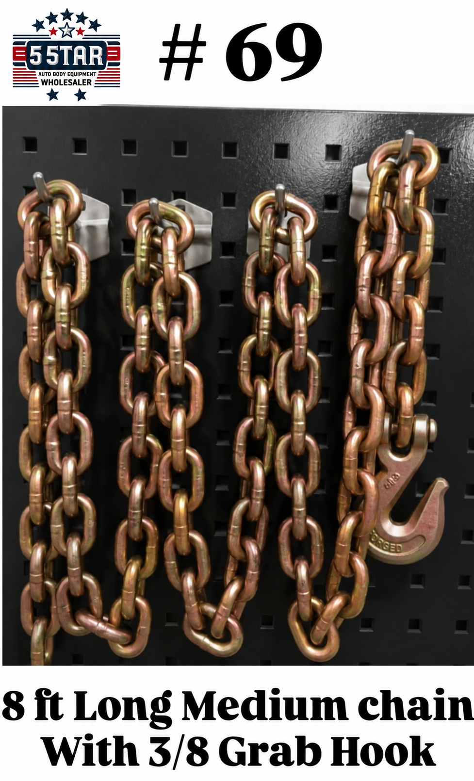 SET#69 Frame Machine Chain with Grab Hook 26400 Capacity 8 FT FEET Long Chain