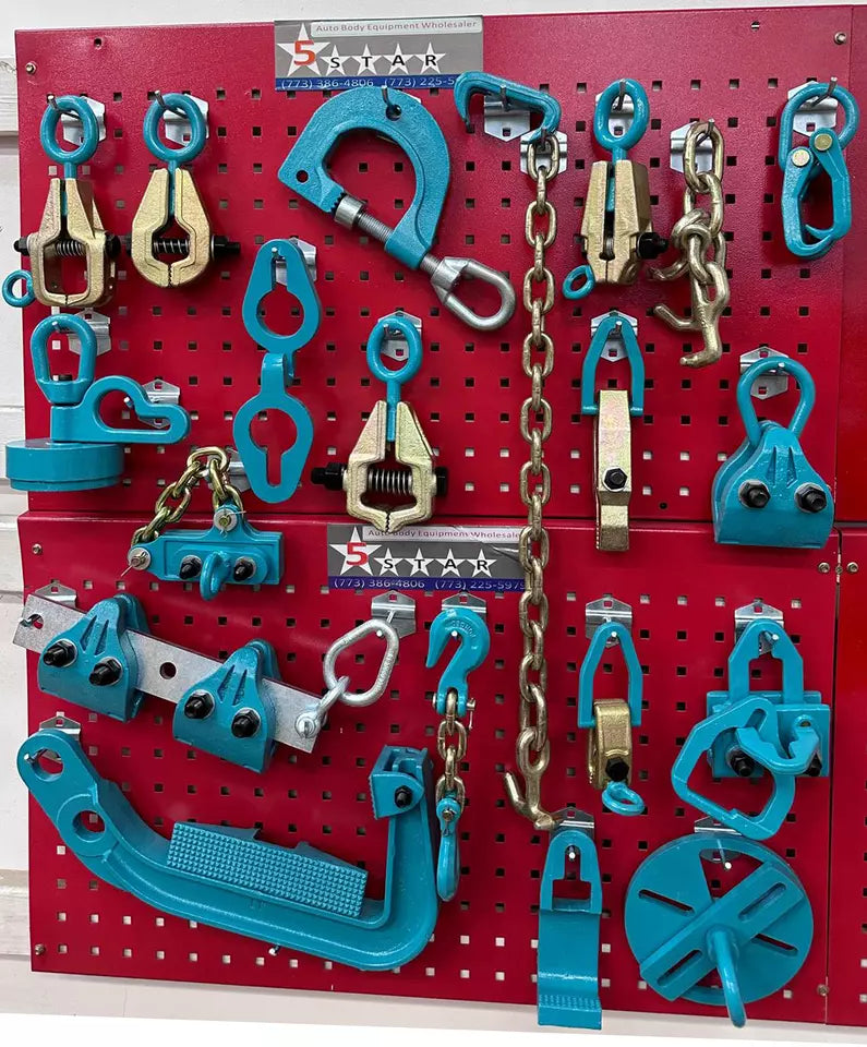 Heavy-duty commercial vehicle repair tools in various colors
