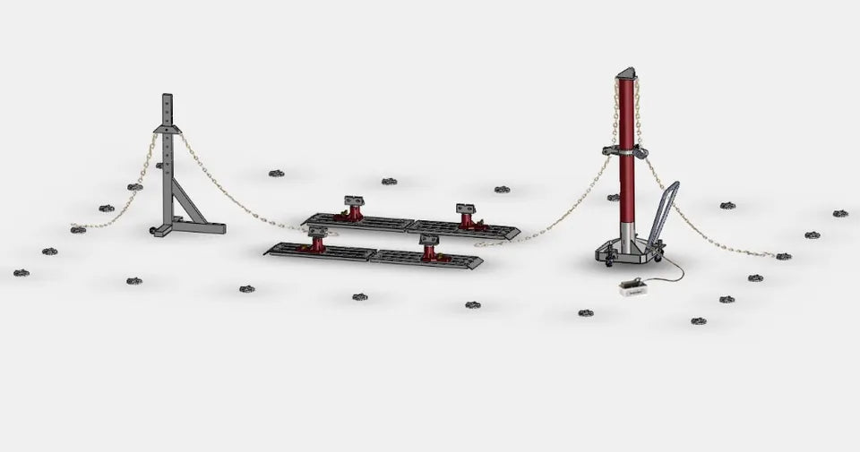 Highlighting the key features of the portable auto body frame puller.