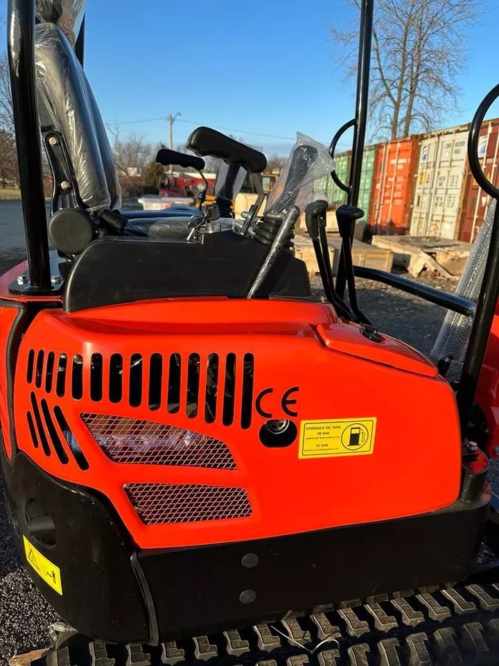 Kubota STR300 compact excavator working in a narrow space
