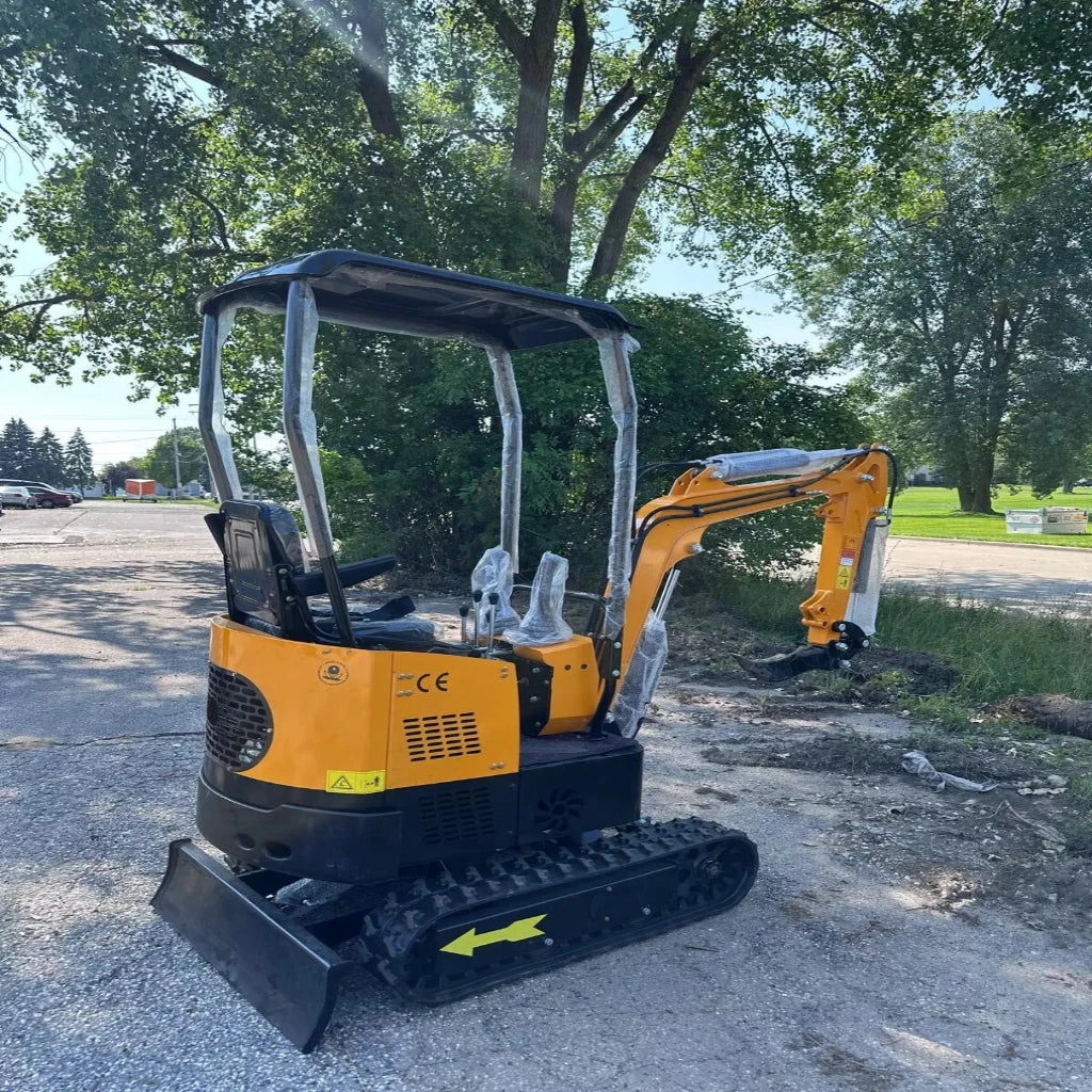 Mini Excavator in Landscape
