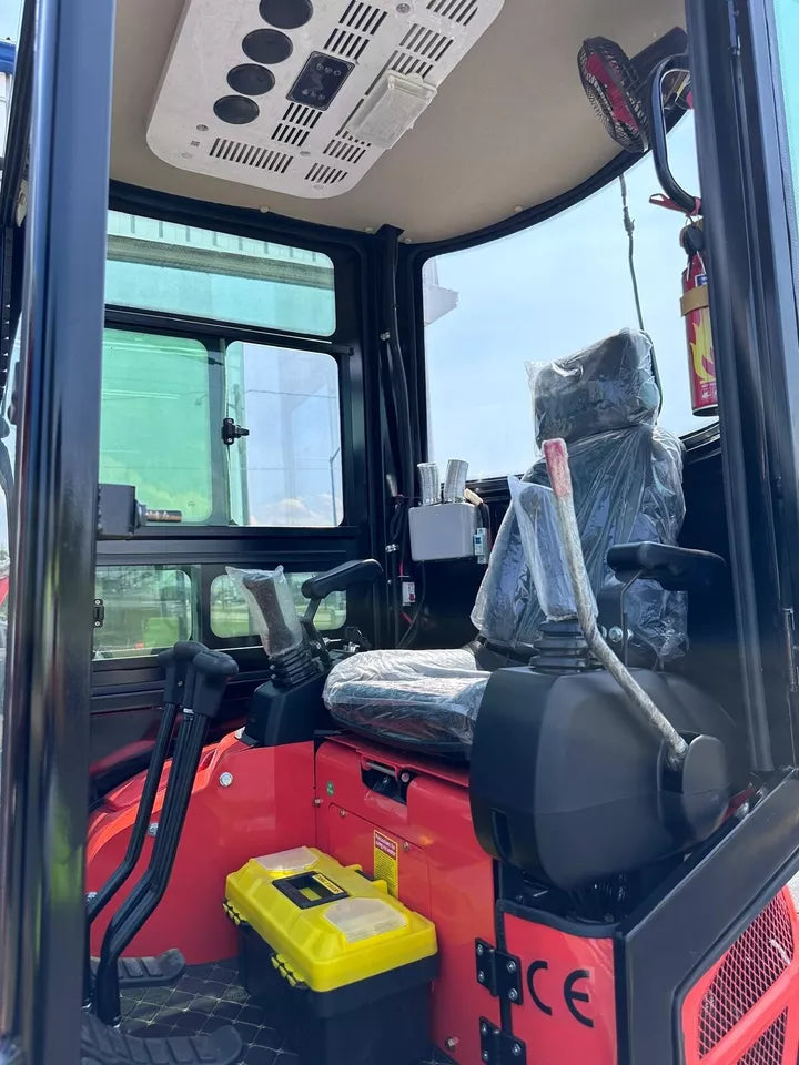 Mini Excavator with KUBOTA engine, detailed shot of tracks