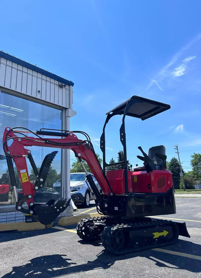 Rear view of the 1 Ton Mini Excavator with EPA-certified engine

