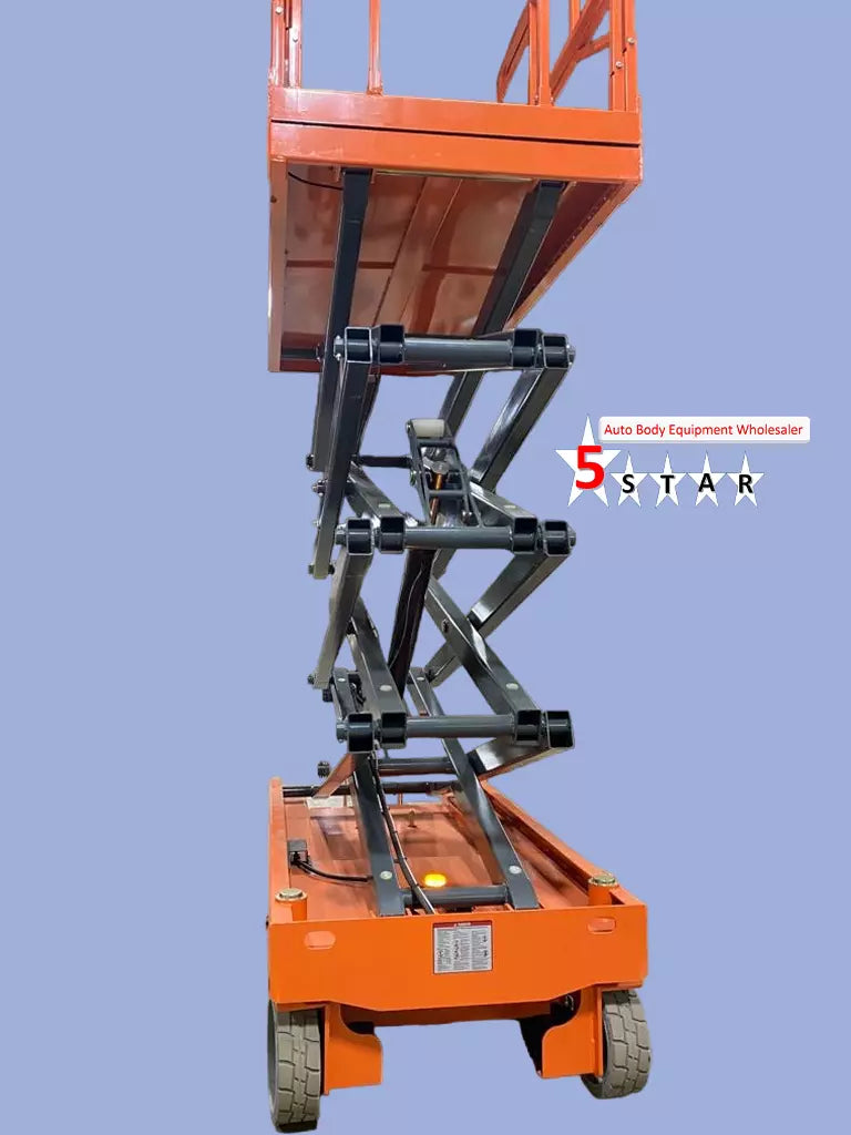 Scissor Lift Adjusting Height at a Construction Site
