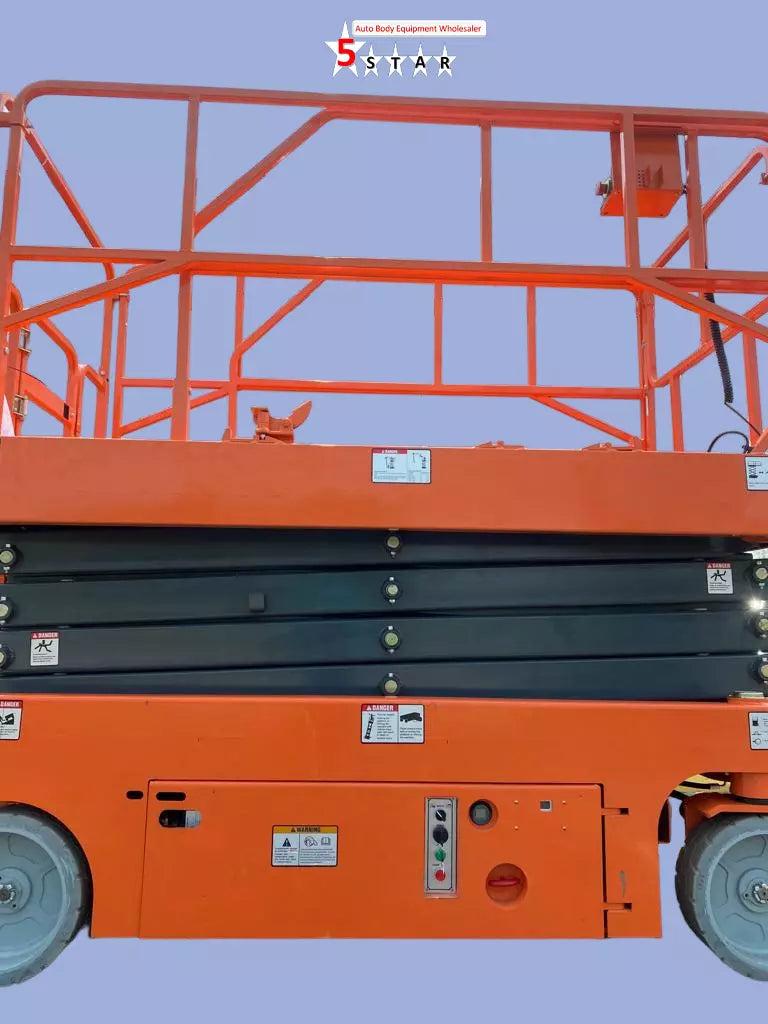 Scissor Lift in Action at a Construction Site
