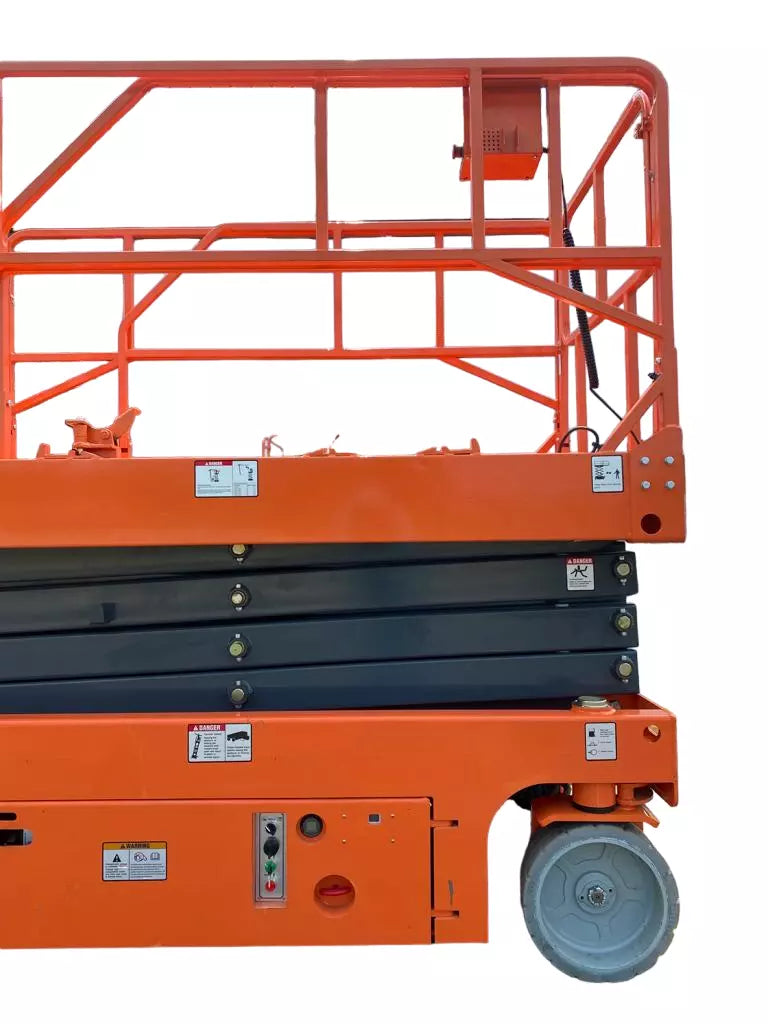 Self-Propelled Scissor Lift Loading Cargo
