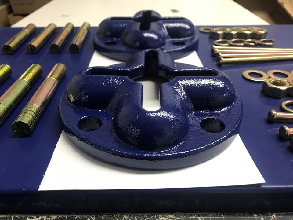 Set of 2 heavy-duty anchor pots for auto body floor applications.
