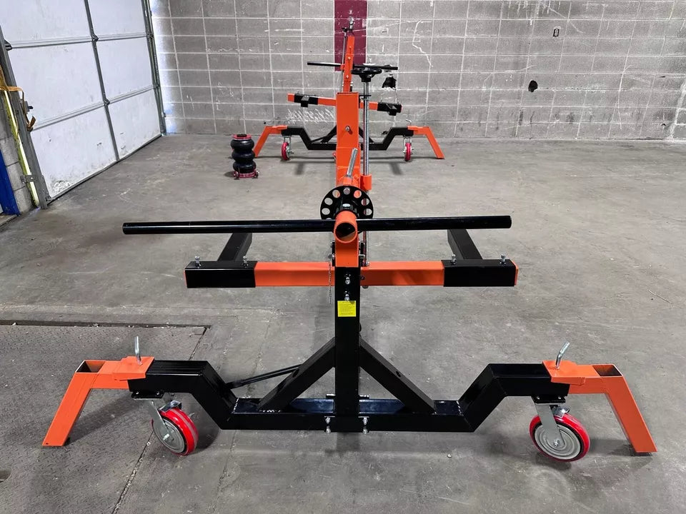 Smooth mobility car rotisserie with casters
