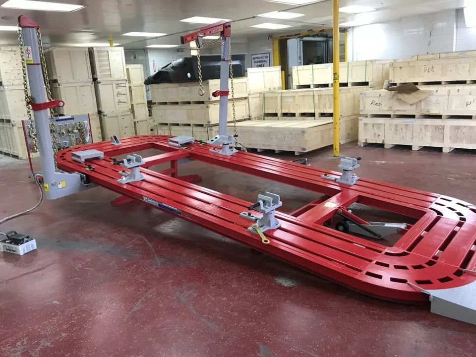 Tilt bed feature for easy access to frame repairs





