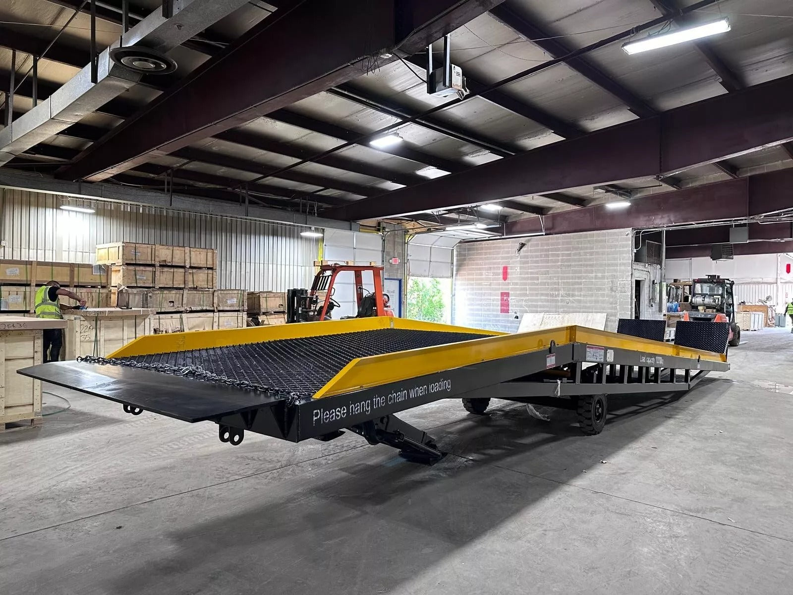 Trailer Ramp with Solid Rubber Tires for Smooth Movement
