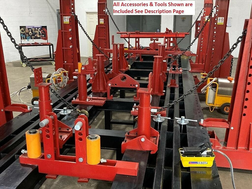 Truck chassis being repaired using the 5STAR frame machine.