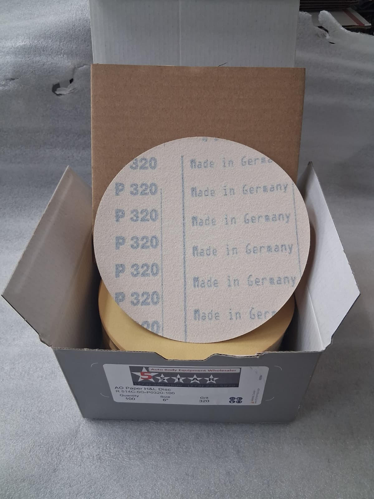5 Star Tools 6" Hook & Loop Sanding Disc Grit 320 1 Box of 100 Pieces