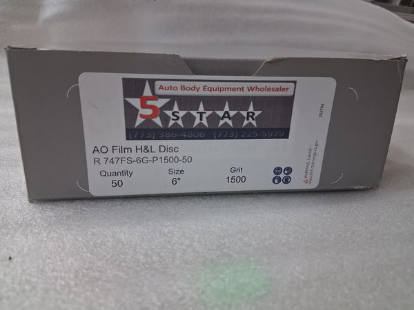 5 STAR AO Film H&L Disc 6" 1500 Grit Sanding Discs 50 Pieces