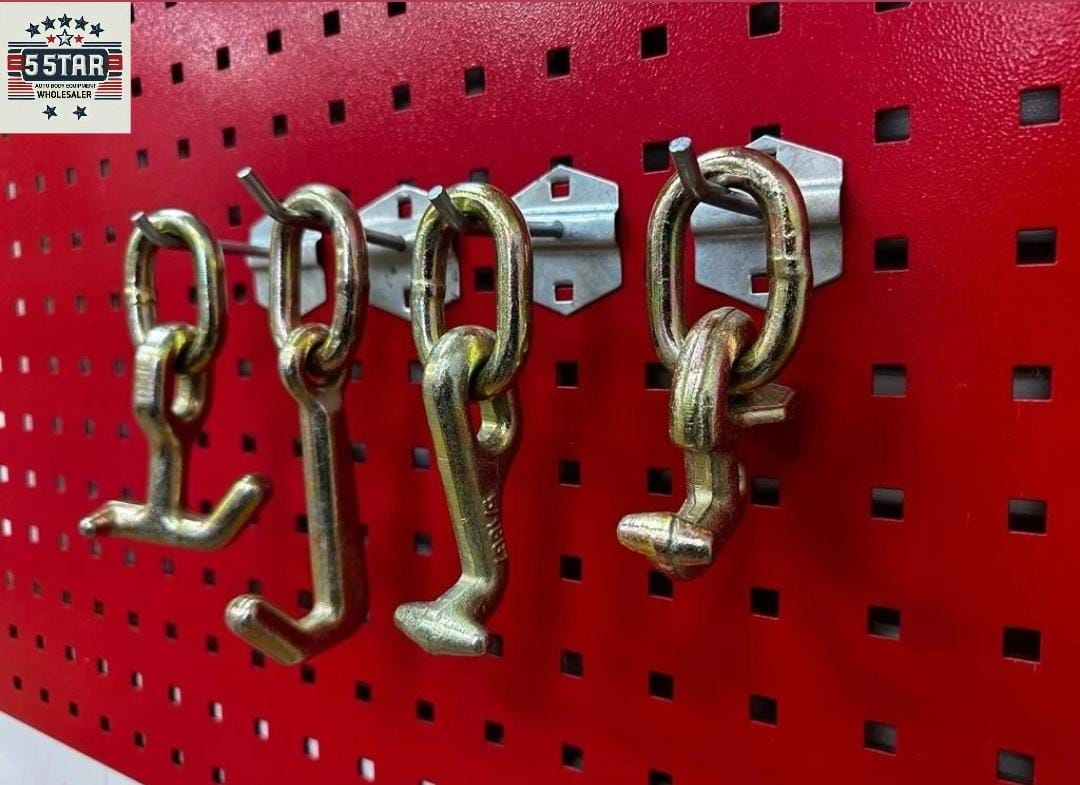 4 PIECE R J T and TJ Frame CHAIN HOOKS Auto Body Repair Tie Down Body Tool Tow