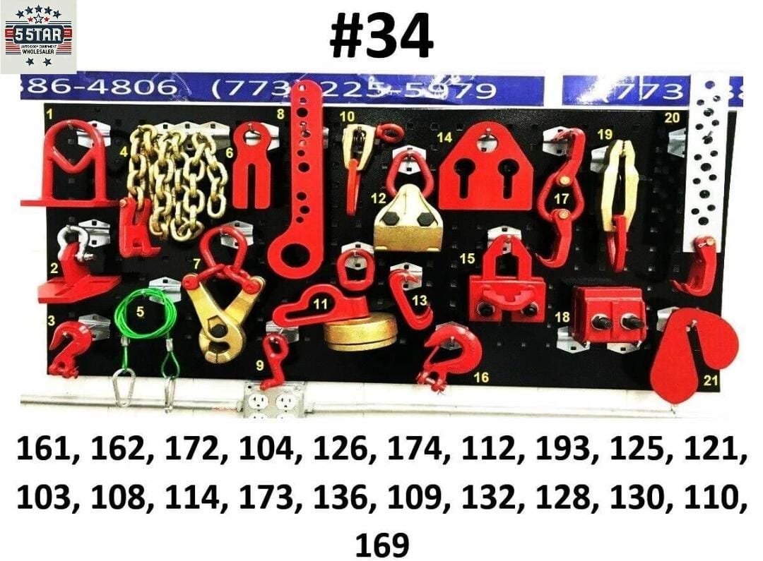 SET#34 AUTO BODY FRAME MACHINE HEAVY DUTY 21 PIECE PULLING TOOLS AND CLAMPS SET