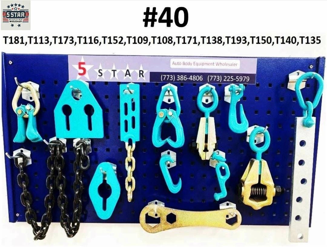 SET#40 HEAVY DUTY AUTO BODY FRAME MACHINE PULLING TOOLS AND CLAMPS 13 PIECE SET