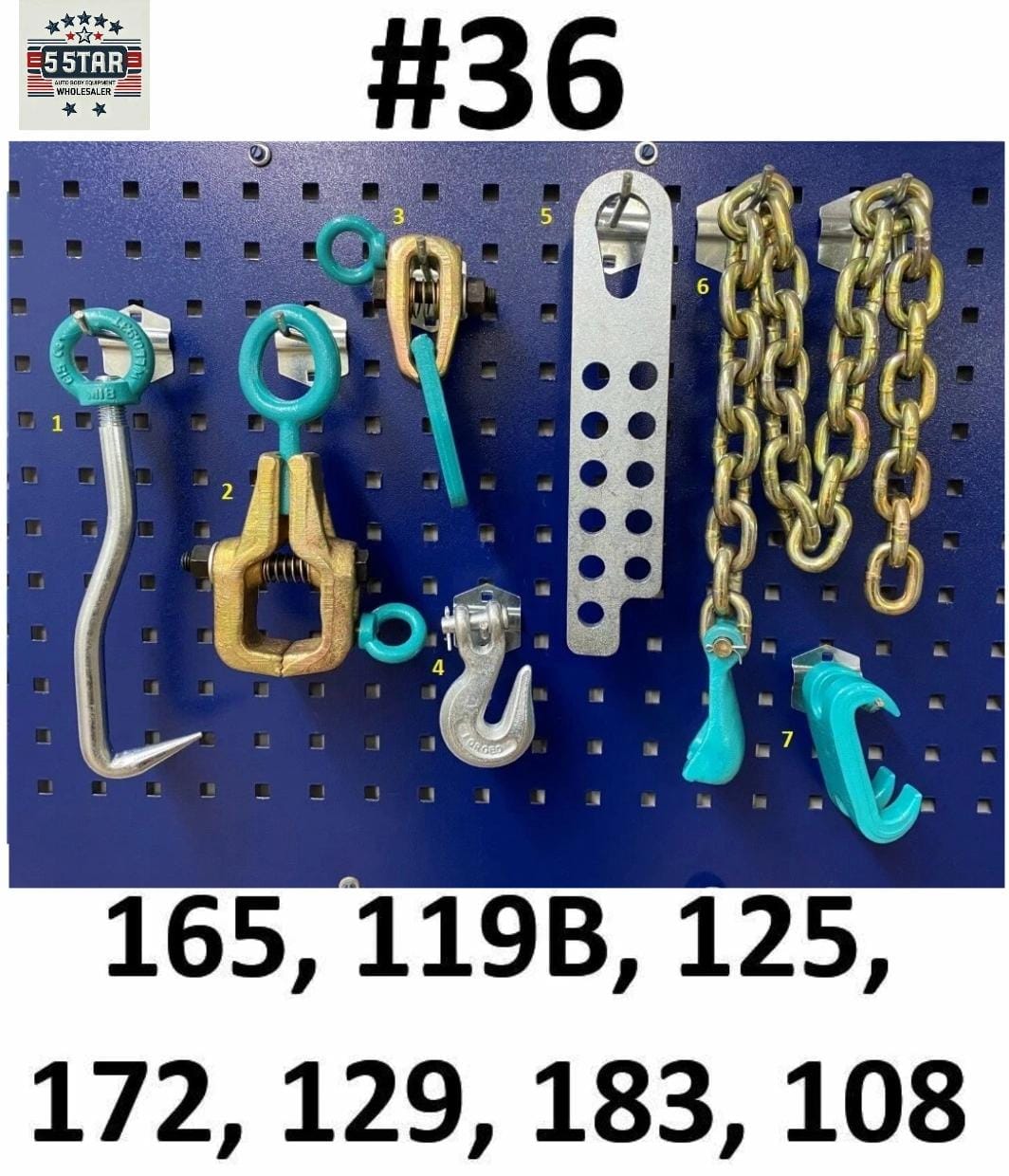 SET#36 FRAME MACHINE COLLISION REPAIR PULLING CLAMPS TOOLS 7 Piece value set