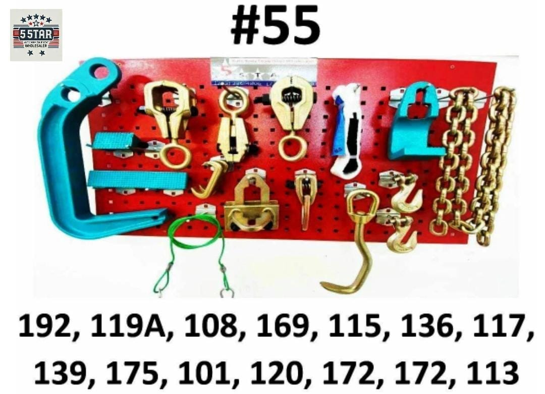 SET#55 - 16 PIECE HEAVY DUTY AUTO BODY FRAME MACHINE PULLING TOOLS AND CLAMPS