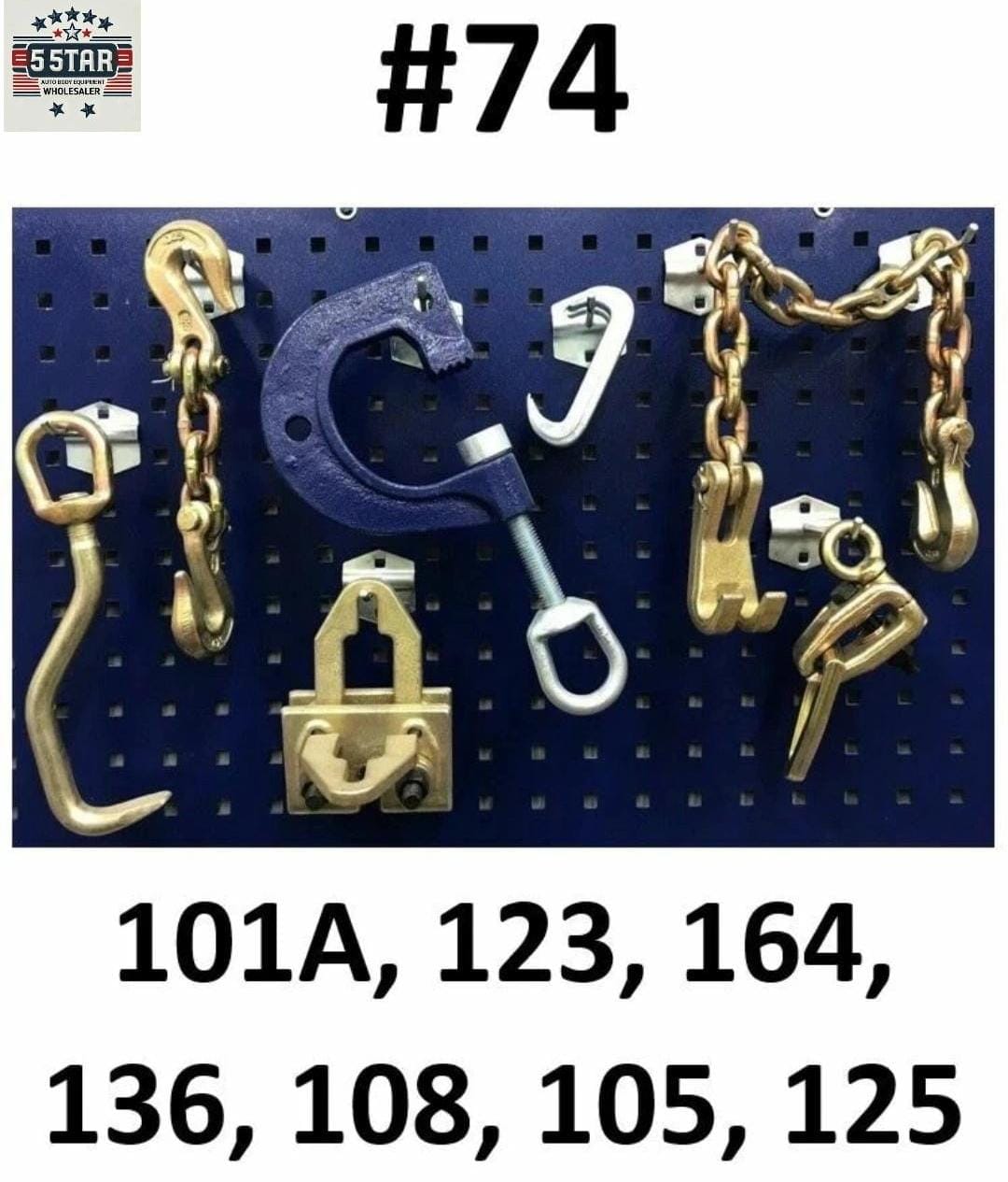 SET#74 Mo Clamp Style 7 PIECE AUTO BODY FRAME MACHINE CLAMPS CHAIN HOOK CLAW