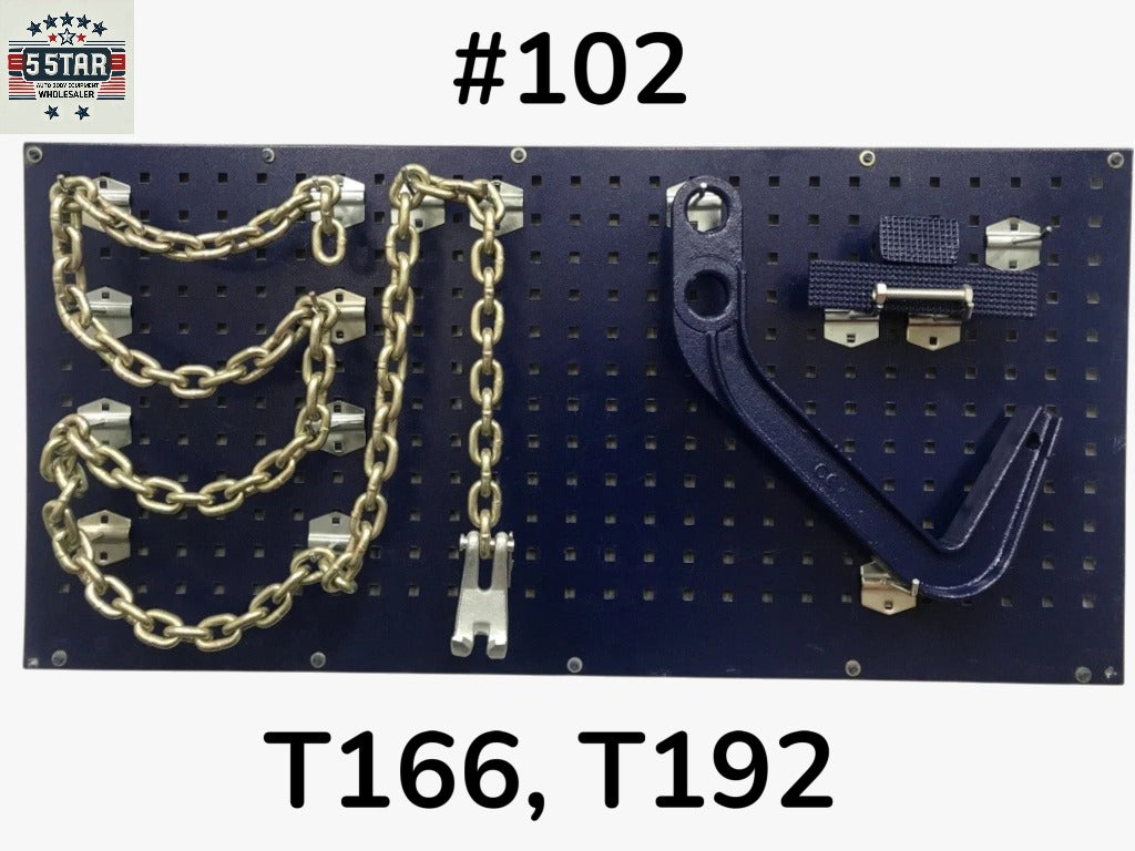 Set# 102 FRAME MACHINE JUMBO DEEP HOOK 2 PADS + CLAW CHAIN 8.5FT Mo-Clamp Style 6410 4110