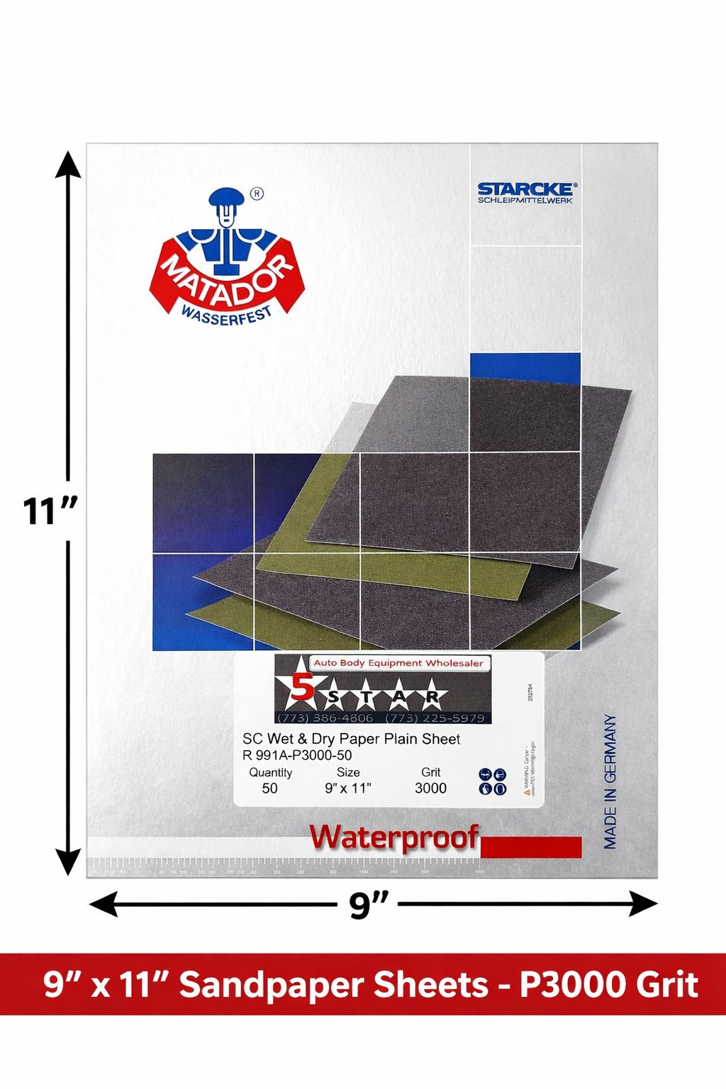 9x11 P3000 Wet Dry Sandpaper Sheets Automotive Paint Sanding 3000 Grit 50pc