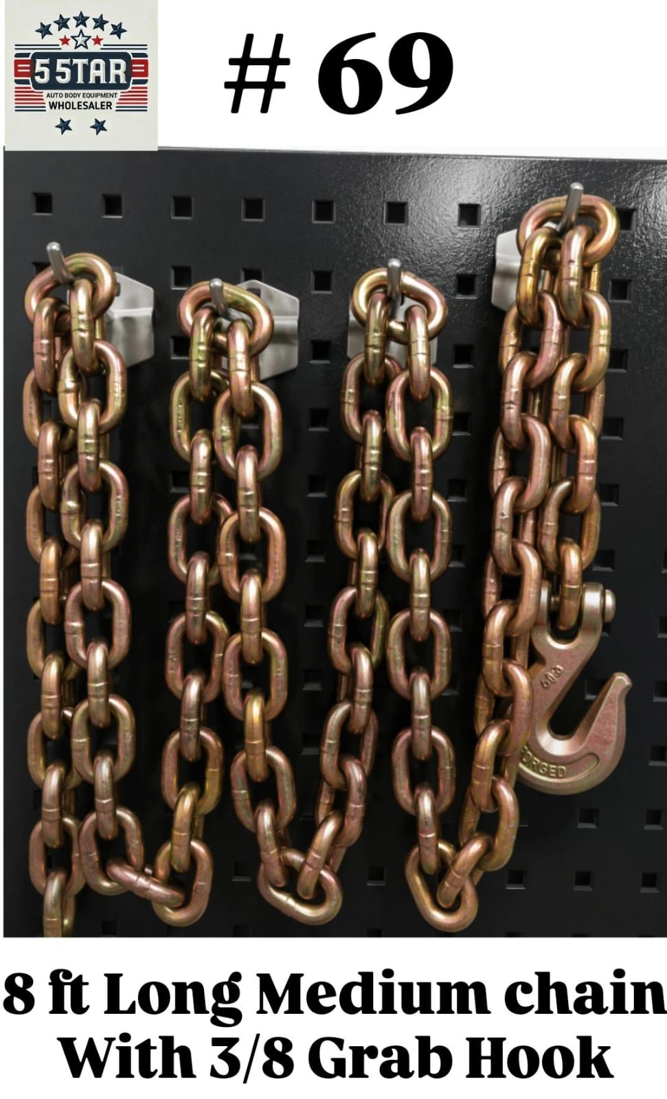 SET#69 Frame Machine Chain with Grab Hook 26400 Capacity 8 FT FEET Long Chain