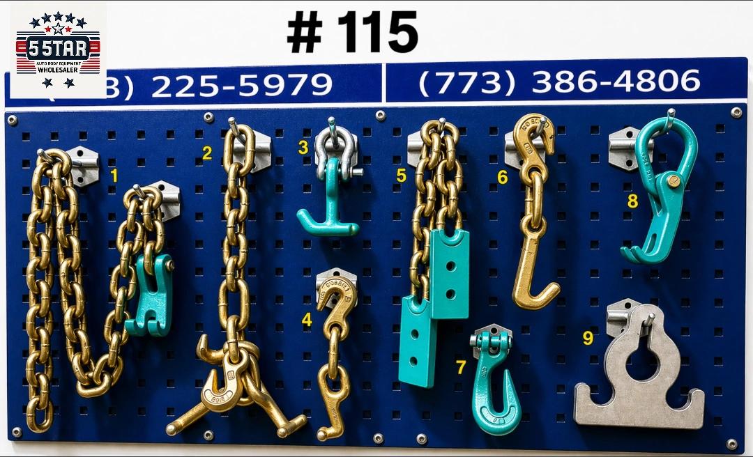 Set#115 AUTO BODY FRAME MACHINE HEAVY DUTY 9 PIECE TOOL CHAIN SET