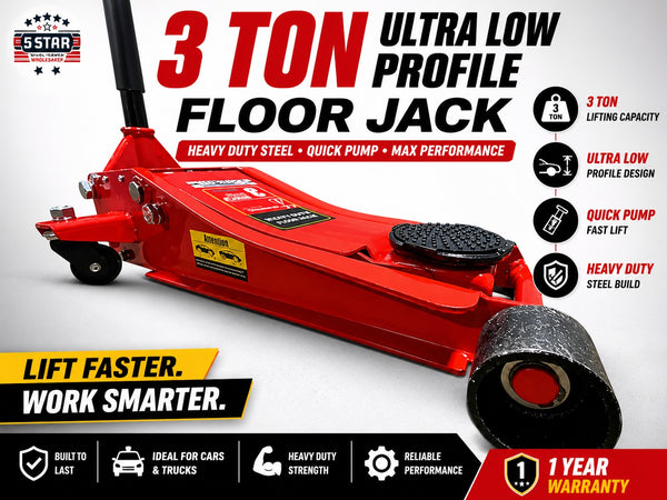 5Star 3 Ton Heavy Duty Floor Jack | Steel Low Profile Quick Lift for Cars | Local pickup only