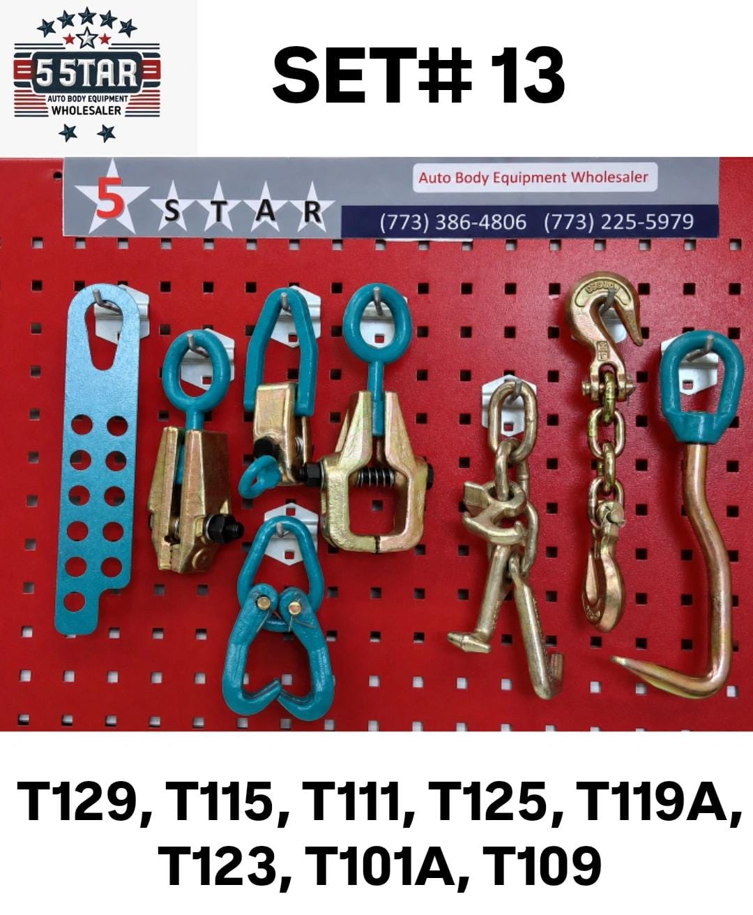 SET#13 - 8 PIECE AUTO BODY FRAME MACHINE TOOLS AND CLAMP CHAIN SPECIAL PRICING