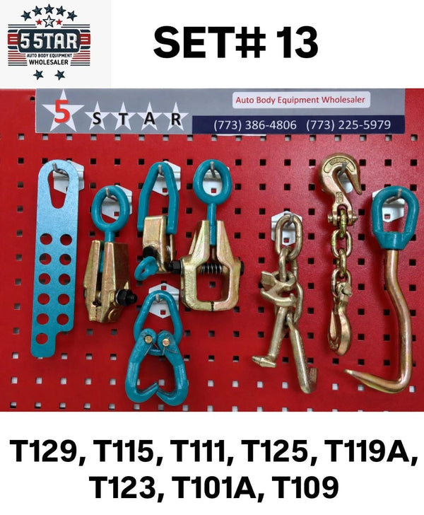 SET#13 - 8 PIECE AUTO BODY FRAME MACHINE TOOLS AND CLAMP CHAIN SPECIAL PRICING