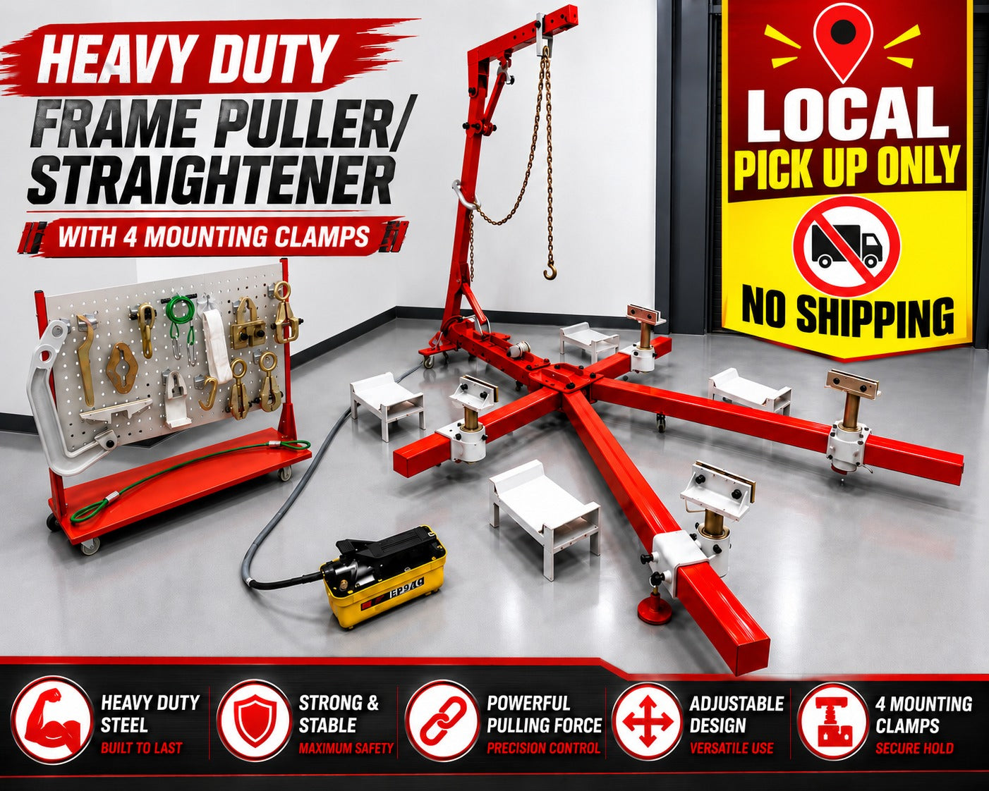 Local Pickup only Auto Body Frame Puller Straightener with Roof Including Tools