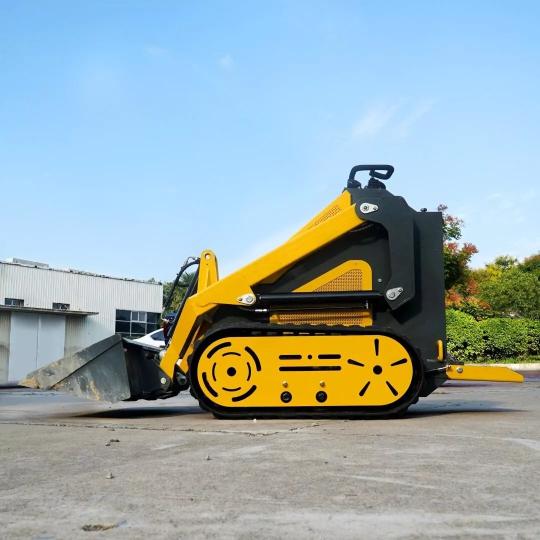 Compact mini skid steer showcasing its design.
