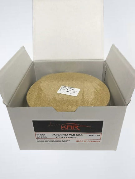 KAR6040 Heavy-Duty PSA Abrasive Disc 40 GRIT, 6 Inch DIA 50 PCS Auto Body