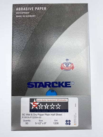 STARCKE Matador 1200 Grit 5-1/2" x 9" Premium Wet or Dry Waterproof Sandpaper